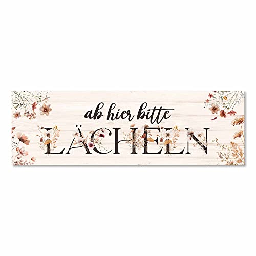 Interluxe Magnet Magnetschild - Ab Hier Bitte lächeln - Kühlschrankmagnet Dekoschild Notizhalter für Homeoffice Büro Schreibtisch von Interluxe