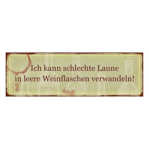 Interluxe Magnet Magnetschild - Ich kann schlechte Laune in Leere Weinflaschen - lustiger Spruch Kühlschrakkmagnet witzig magnetisches Schild Geschenk Mitbringsel Freunde Freundinnen Kolleginnen von Interluxe