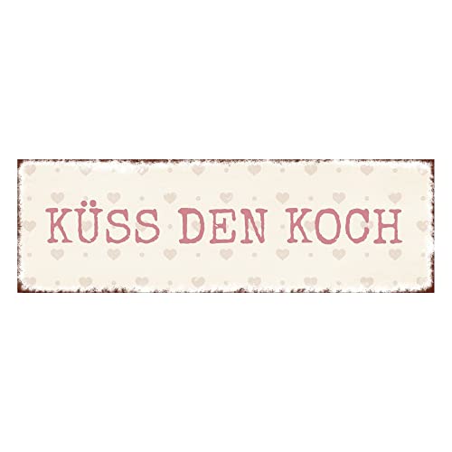 Interluxe Magnet Magnetschild - Küss den Koch - Kühlschrankmagnet witzig Spruch Liebe Schild Küche Köchin Mann Frau von Interluxe