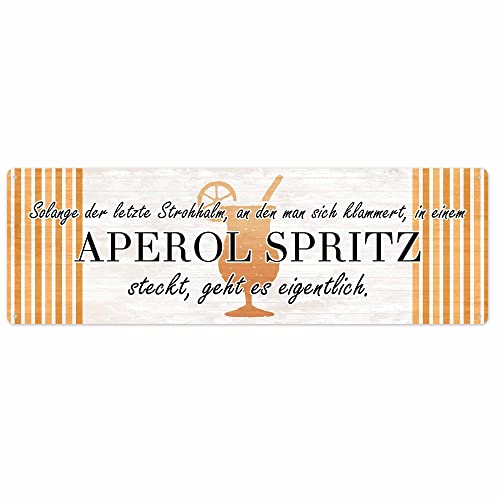 Interluxe Magnet Magnetschild - Solange der letzte Strohhalm *APEROL* - Geschenk für Freundinnen Party Spritz Mädelsabend witziger Spruch von Interluxe