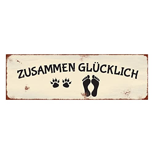 Interluxe Magnet Magnetschild - Zusammen glücklich beige - Hund Hundepfoten Frauchen Herrchen Kühlschrankmagnet von Interluxe