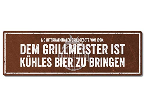 Interluxe Metallschild - Dem Grillmeister ist kühles Bier - Schild für den Grill als Geschenk oder Deko für die Grillecke, wetterfest & Made in Germany von Interluxe