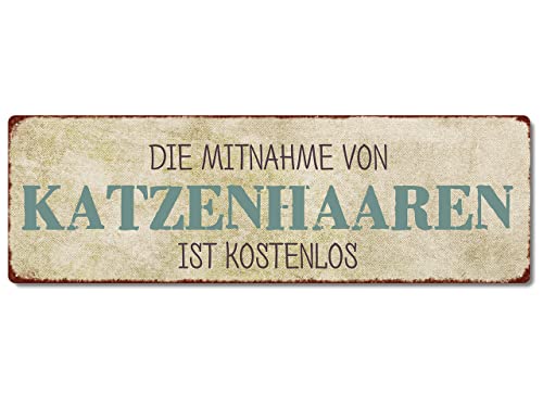 Interluxe Metallschild - Die Mitnahme von Katzenhaaren ist kostenlos - Blechschild Lustiger Spruch auf Schild Katze Cat von Interluxe