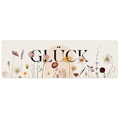 Interluxe Metallschild - Glück - Geschenkidee für Freunde Familie Glücklich Happiness Frühling Sommer von Interluxe