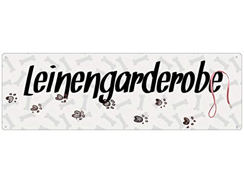 Interluxe Metallschild - Leinengarderobe - dekoratives Schild, Türschild, Blechschild als Geschenk für Menschen mit Hund von Interluxe