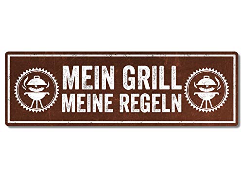 Interluxe Metallschild - Mein Grill meine Regeln (Rost) - Schild in extra schwerer Qualität, wetterfest und Made in Germany als Deko für den Grill von Interluxe