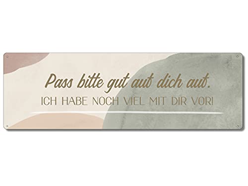 Interluxe Metallschild - Pass Bitte gut auf Dich auf. Ich Habe noch viel mit dir vor! - Liebe, Abenteuer, Geschenk für Partner von Interluxe