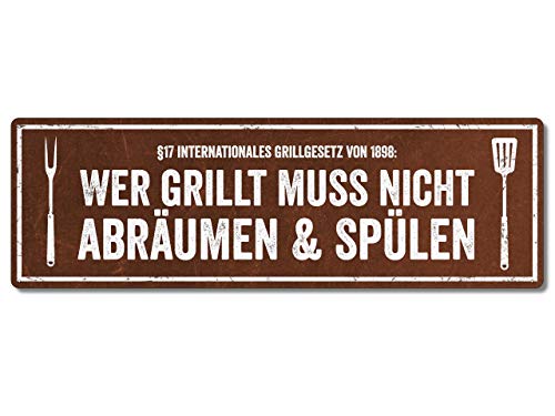 Interluxe Metallschild - Wer grillt muss Nicht abräumen - Schild für den Grill als Geschenk oder Deko für die Grillparty, wetterfest & Made in Germany von Interluxe