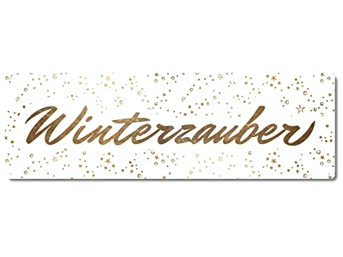Interluxe Metallschild - Winterzauber Farbe Gold C - Weihnachtsdeko Blechschild Adventszeit Winter von Interluxe