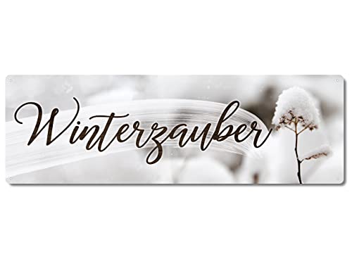 Interluxe Metallschild - Winterzauber Schnee - Weihnachtsdeko Blechschild Adventszeit Winter von Interluxe