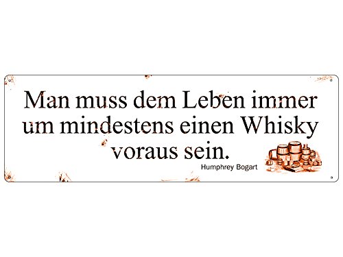 Interluxe Retro METALLSCHILD Shabby Blechschild MAN MUSS DEM LEBEN IMMER UM EINEN WHISKY Schild aus Metall mit Spruch von Interluxe