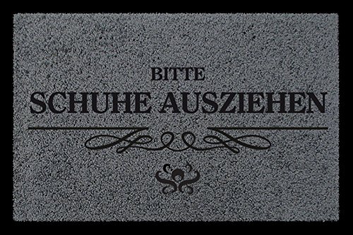 SCHMUTZMATTE Fußmatte Bitte Schuhe AUSZIEHEN [ 3 ] Eingang Geschenk Spruch Dunkelgrau von Interluxe