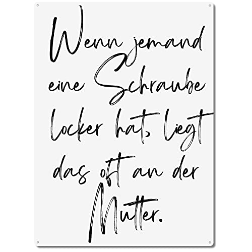 Interluxe Schild 300x220mm Wandschild Metallschild - Wenn jemand eine Schraube locker hat - witziges Dekoschild mit Spruch für Werkstatt Garage Mitbringsel für Freund Freundin Kollege Kollegin von Interluxe