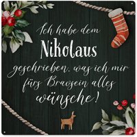 Interluxe Schild Aus Metall 20x20cm - Ich Habe Dem Nikolaus Weihnachtsdeko Weihnachtsschild Weihnachtszeit Dekoration Santa von Interluxe