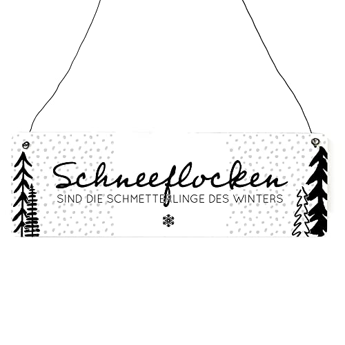 Interluxe Schild Holzschild - Schneeflocken sind die Schmetterlinge - Winter Dekoschild Weihnachten Xmas christmas Adventszeit Weihnachtszeit von Interluxe