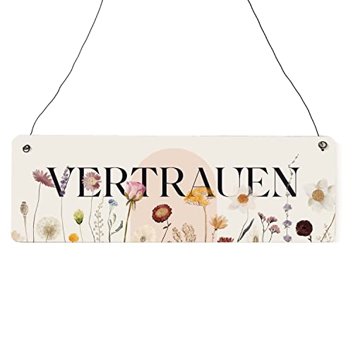 Interluxe Schild Holzschild - Vertrauen - Geschenkidee Affirmation Geschenk für Freund Freundin Wohlfühlen Familie Leben von Interluxe