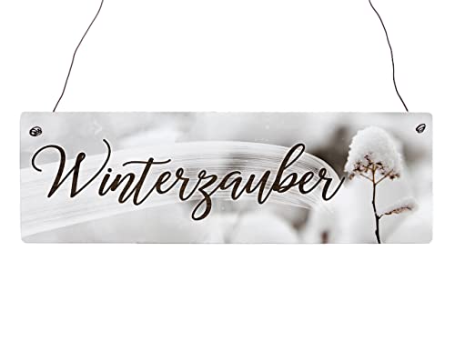 Interluxe Schild Holzschild - Winterzauber Schnee - Weihnachten Japandi Scandi Stil Advent Adventsdeko Weihnachtsdeko von Interluxe