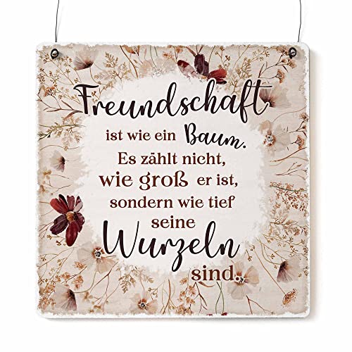 Interluxe Schild Holzschild XL - Freundschaft ist wie ein Baum Herbstzauber - Herbstdeko Dekoschild Wildflora Freundin von Interluxe