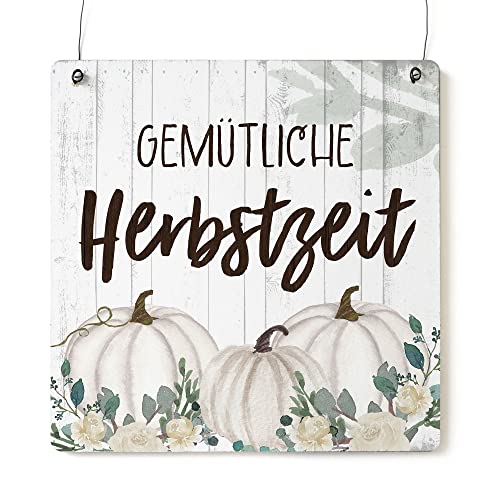 Interluxe Schild Holzschild XL - Gemütliche Herbstzeit Herbstzauber - Herbstdeko Dekoschild Kürbis Herbst von Interluxe