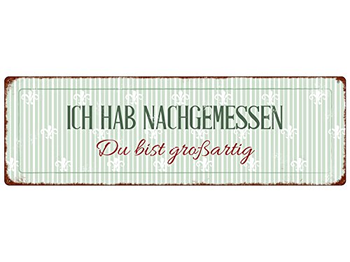 Interluxe Schild Metallschild Blech Ich hab nachgemessen *Großartig Shabby Spruch Deko Freunde Familie Mitbringsel von Interluxe