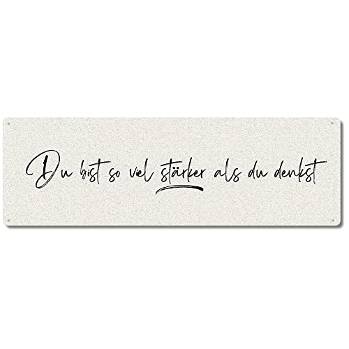 Interluxe Schild Metallschild - Du bist so viel stärker als du denkst - Geschenkidee für Freunde und Familie Blechschild mit Spruch Glücklichsein mindset positiv von Interluxe