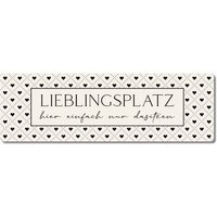 Interluxe Schild Metallschild - Lieblingsplatz Herzchen Schwarz Weiß Dekoration Garten Deko Sitzecke von Interluxe