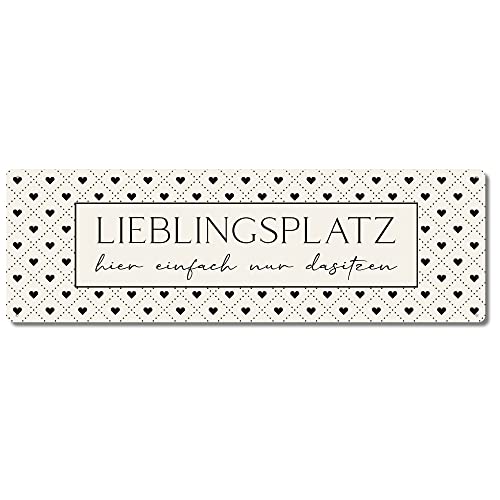 Interluxe Schild Metallschild - Lieblingsplatz Herzchen - schwarz weiß Dekoration Garten Deko Sitzecke von Interluxe