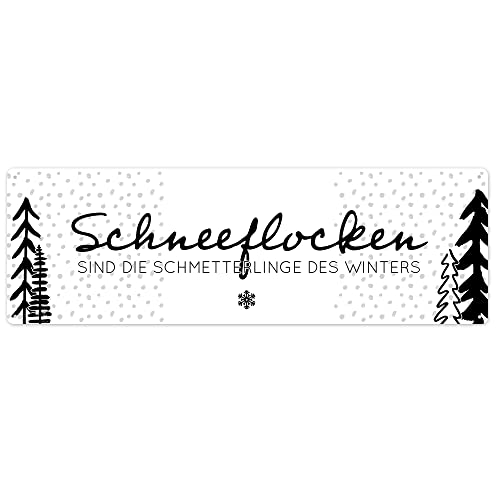 Interluxe Schild Metallschild - Schneeflocken sind die Schmetterlinge - Winterzeit Winter Weihnachtszeit Adventszeit Weihnachtsmarkt von Interluxe