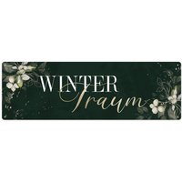 Interluxe Schild Metallschild - Wintertraum Mistelzweig Winterzeit Winter Weihnachtszeit Adventszeit Tannenbaum Wald Skihütte von Interluxe