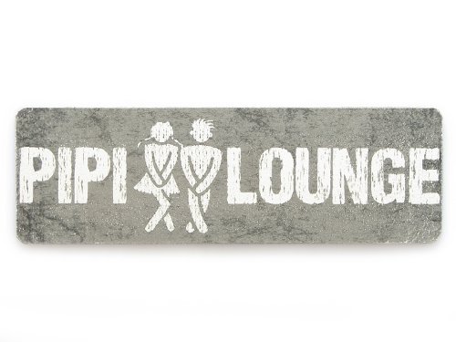 Interluxe Schild Pipi Lounge grau mit Klebepunkten Toilette Gäste WC Badezimmer Türschild Hinweisschild Holzschild von Interluxe