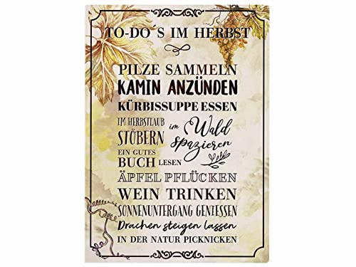 Interluxe Schild aus Holz Wandtafel 280x200mm - TO-DO Herbst - Herbstdeko Herbstschild Weindeko von Interluxe