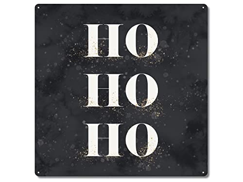Interluxe Schild aus Metall 20x20cm - Ho Ho Ho - Christmas Weihnachtsdeko Weihnachtsschild Weihnachtszeit Dekoration von Interluxe
