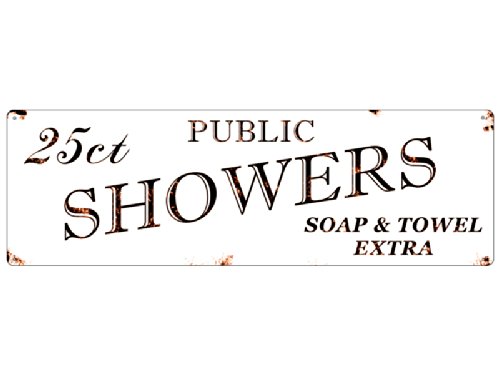 Interluxe Shabby Blechschild METALLSCHILD Türschild Public Showers Dekoschild Bad Dusche von Interluxe