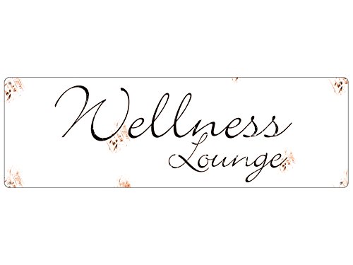 Interluxe Shabby Blechschild METALLSCHILD Türschild Wellness Lounge Bad WC Beauty Geschenk von Interluxe