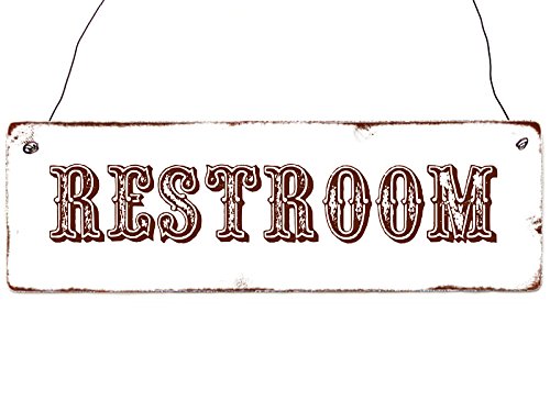 Interluxe Shabby Vintage Holzschild Restroom Western Schild WC Toilette Western Style von Interluxe