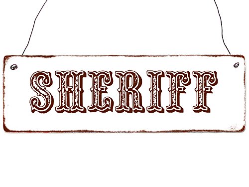 Interluxe Shabby Vintage Holzschild Sheriff Tür Eingang Western Style Cowboy Gesetzeshüter von Interluxe