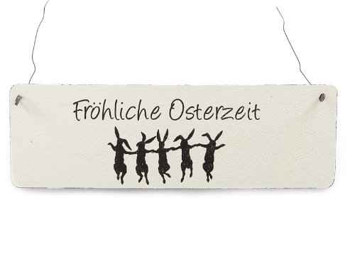 Interluxe Shabby Vintage Schild FRÖHLICHE OSTERZEIT Holzschild Dekoschild Ostern Landhaus Impression von Interluxe