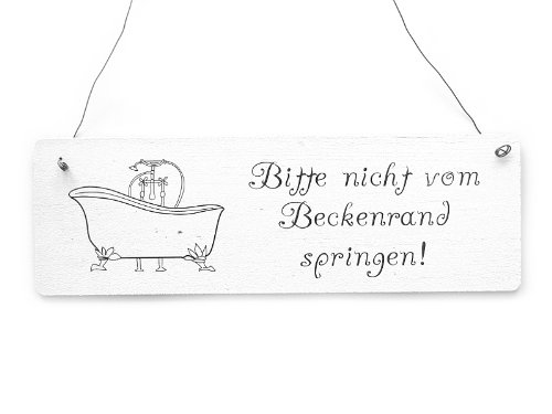 Interluxe Shabby Vintage Schild Türschild Bitte Nicht VOM BECKENRAND SPRINGEN Deko Bad von Interluxe