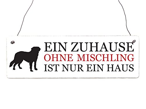 Interluxe Shabby Vintage Schild Türschild EIN ZUHAUSE OHNE MISCHLING Hunde Dekoschild Holz von Interluxe