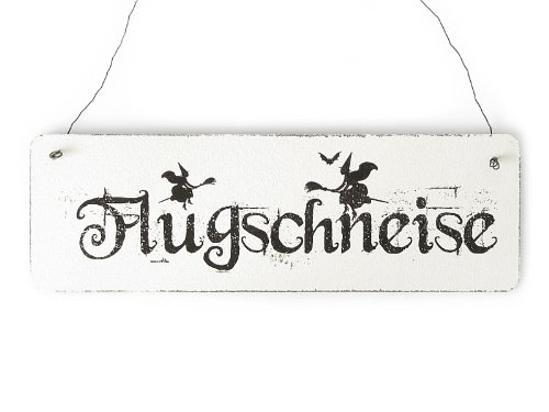 Interluxe Shabby Vintage Schild Türschild FLUGSCHNEISE Hexe Gothic Halloween Holzschild von Interluxe