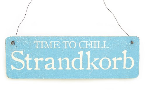 Interluxe Shabby Vintage Schild Türschild STRANDKORB Dekoschild Holzschild Garten Terrasse von Interluxe