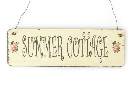 Interluxe Shabby Vintage Schild Türschild Summer Cottage Holzschild Dekoschild Sommer Chic von Interluxe