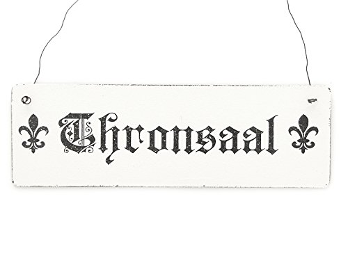 Interluxe Shabby Vintage Schild Türschild THRONSAAL Holzschild Burg Schloss Mittelalter WC Toilette Toilettenschild von Interluxe