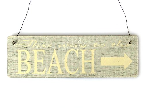 Interluxe Shabby Vintage Schild Türschild This Way to The Beach Dekoschild Sommer Urlaub Strand Ferienhaus Ferienwohnung Dekoration von Interluxe
