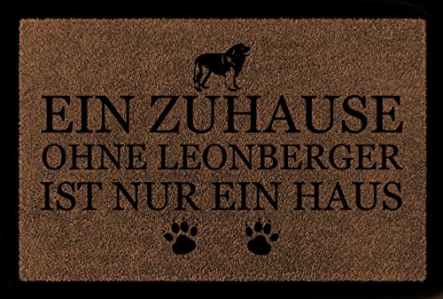 Interluxe TÜRMATTE Fußmatte EIN ZUHAUSE OHNE [ Leonberger ] Hund Haustier Viele Farben Braun von Interluxe