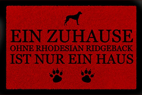 Interluxe TÜRMATTE Fußmatte EIN ZUHAUSE OHNE [ Rhodesian Ridgeback ] Hund Viele Farben Rot von Interluxe