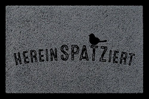Interluxe TÜRMATTE Fußmatte HEREINSPAZIERT Vogel Willkommen Flur Eingang Einzug Geschenk Dunkelgrau Interluxe TÜRMATTE Fußmatte HEREINSPAZIERT Vogel Willkommen Flur Eingang Einzug Geschenk Dunkelgrau von Interluxe