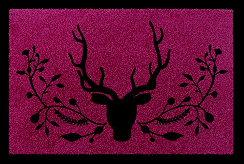 Interluxe TÜRMATTE Fußmatte Hirsch [ 4 ] Jäger Hobby Haustür Jagd Geschenk Viele Farben Fuchsia von Interluxe