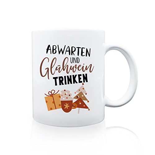 Interluxe Tasse - Abwarten und Glühwein trinken - Geschenkidee Freund Freundin Kollege Kollegin Weihnachtsmarkt Weihnachten Adventszeit Winter von Interluxe