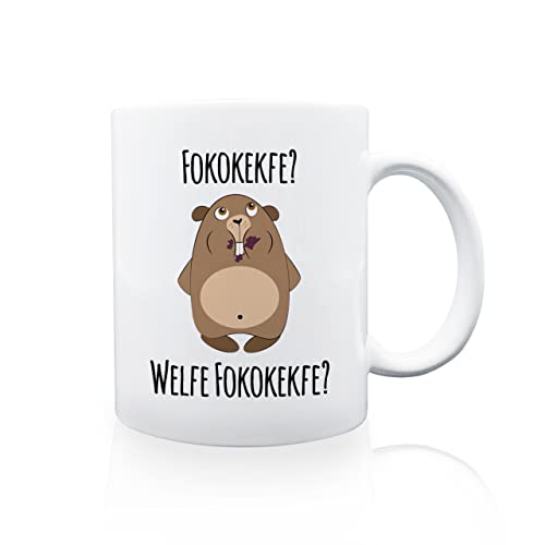 Interluxe Tasse - Fokokekfe - witzige Kindertasse Kekse Spruch Biber Geschenkidee Teetasse Kaffeetasse Geschenkidee Bürotasse Freund Freundin Kollege Kollegin von Interluxe